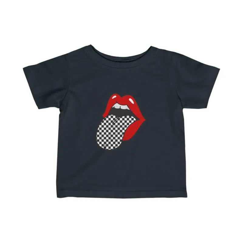 Infant - Red Lips Checkered Tongue Out Tee sold by Always Stylish Mama