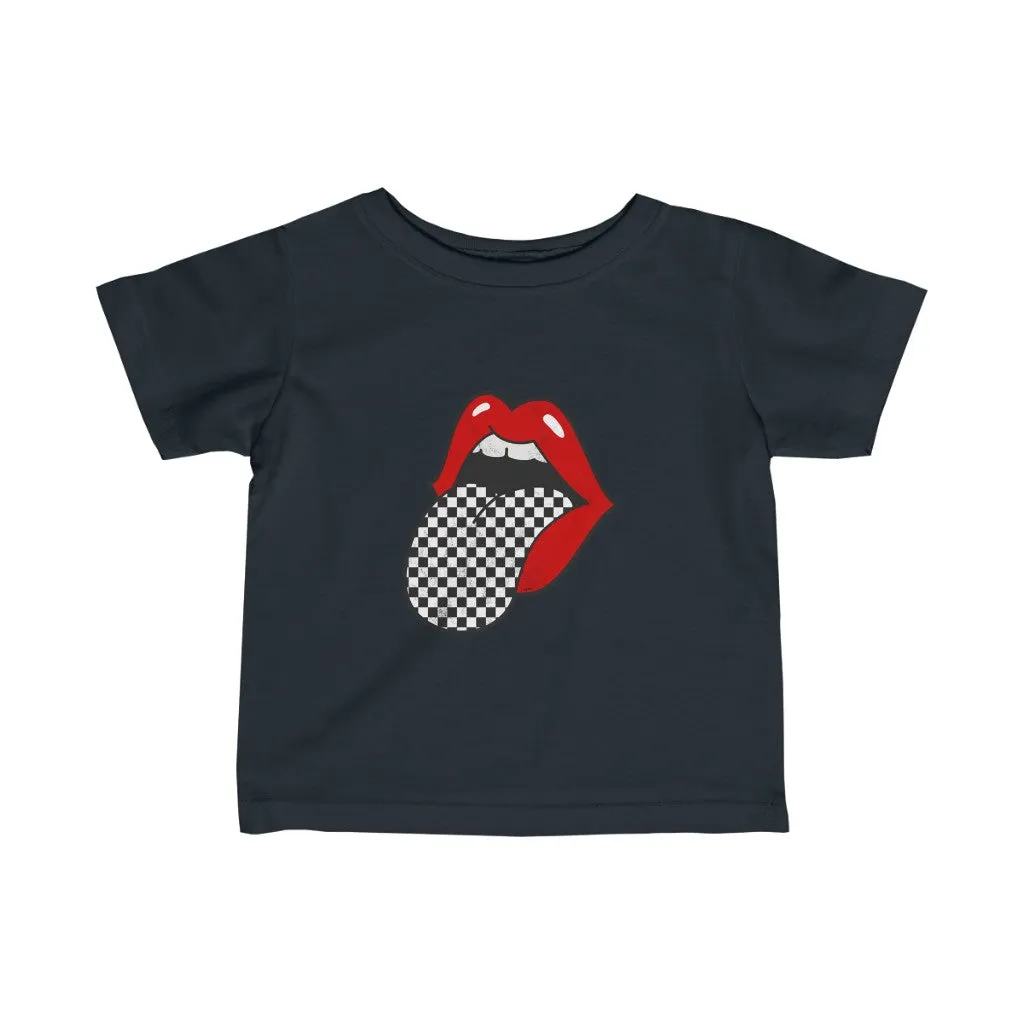 Infant - Red Lips Checkered Tongue Out Tee sold by Always Stylish Mama