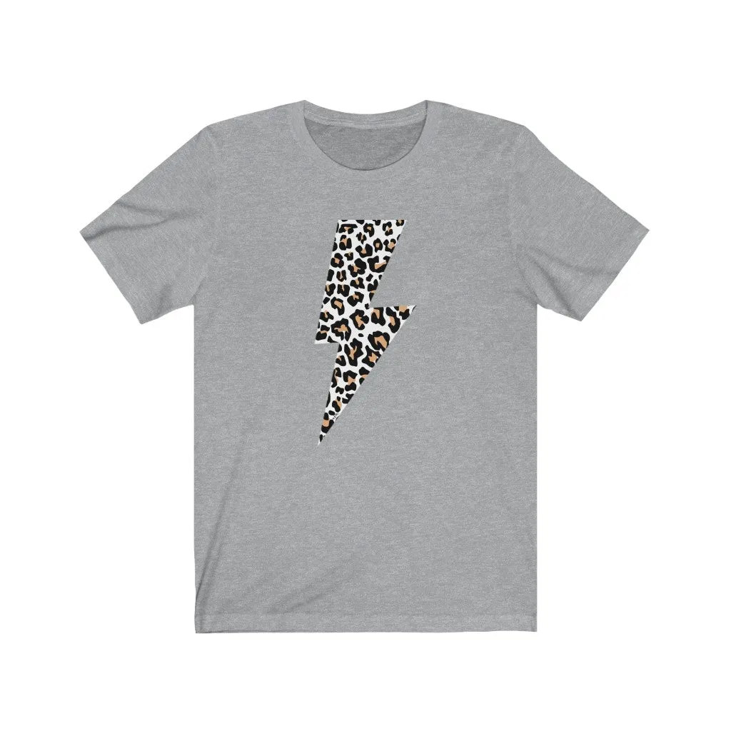 Leopard Lightning Bolt Unisex Tee sold by Always Stylish Mama product image thumbnail 3