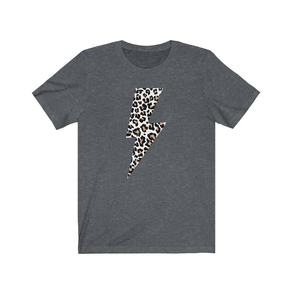 Leopard Lightning Bolt Unisex Tee sold by Always Stylish Mama product image thumbnail 4