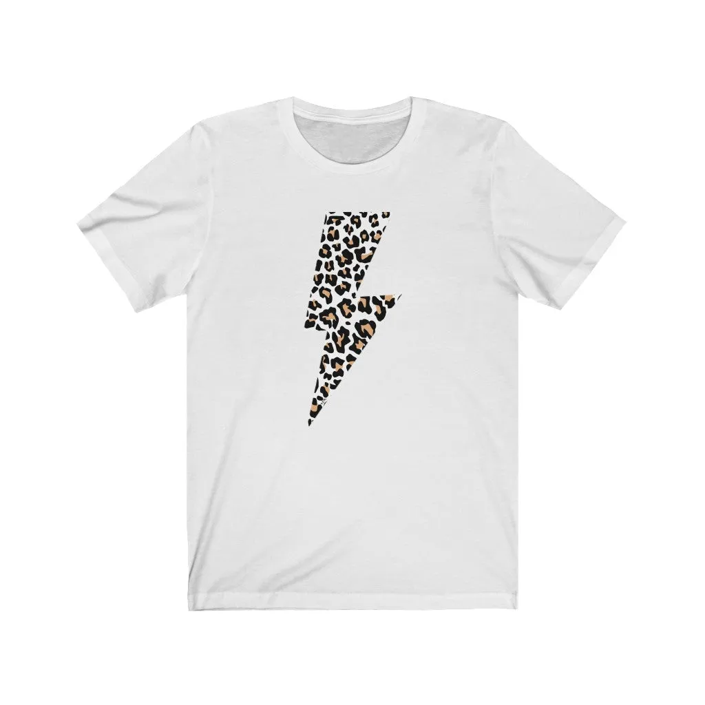 Leopard Lightning Bolt Unisex Tee sold by Always Stylish Mama product image thumbnail 2