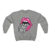 Pink Lips Snakeskin Tongue Out Distressed Unisex Sweatshirt sold by Always Stylish Mama