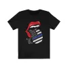 Police Blue Line Back the Blue Flag Tongue Distressed Unisex Tee sold by Always Stylish Mama