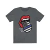 Police Blue Line Back the Blue Flag Tongue Distressed Unisex Tee sold by Always Stylish Mama