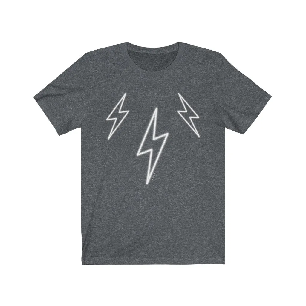 White Glow Lightning Bolts Unisex Tee sold by Always Stylish Mama