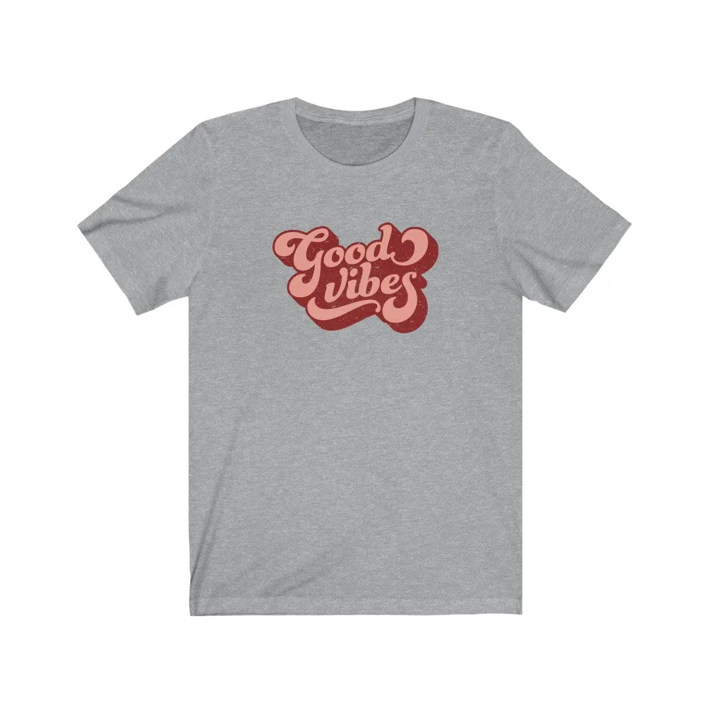 Good Vibes Retro Distressed Unisex Tee sold by Always Stylish Mama product image thumbnail 3