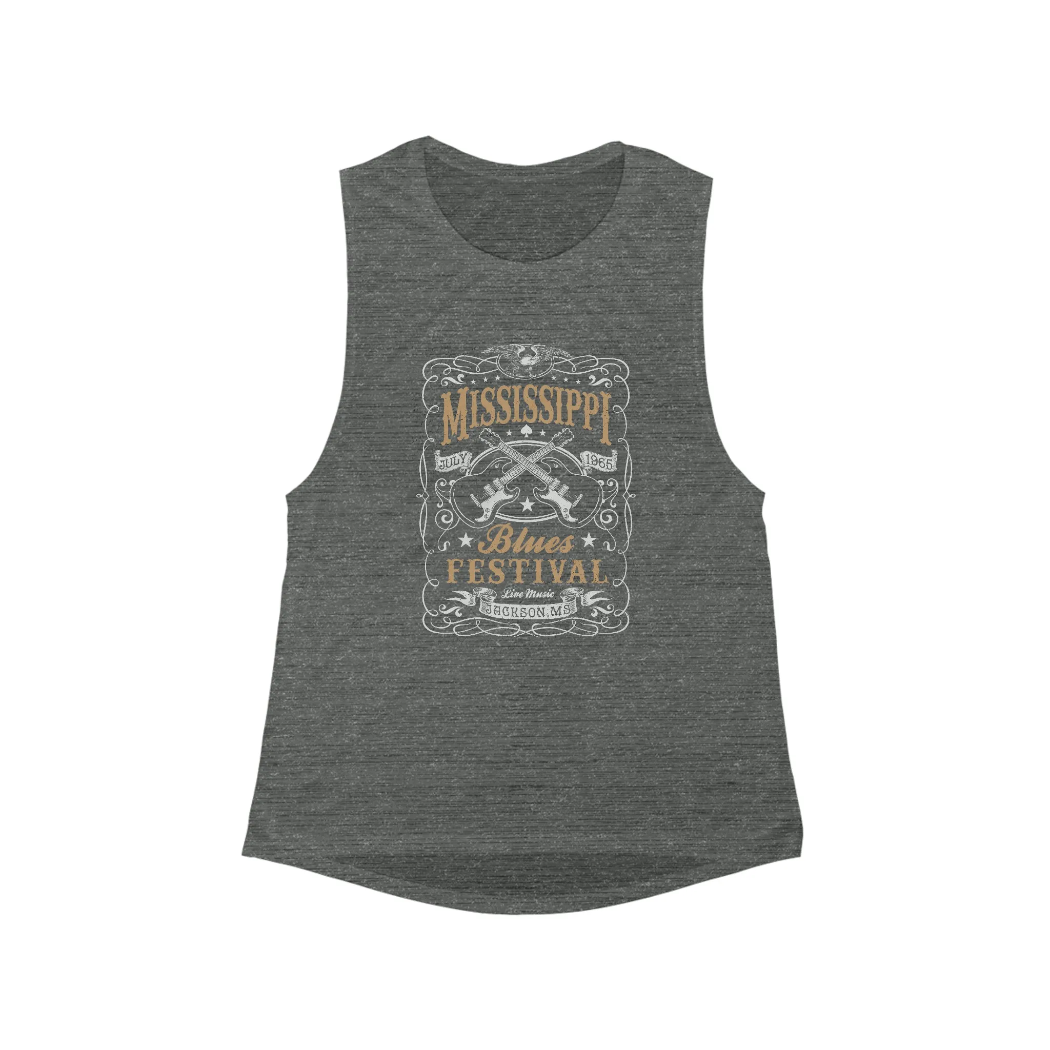 Mississippi Blues Festival Women's Flowy Scoop Muscle Tank sold by Always Stylish Mama product image thumbnail 2