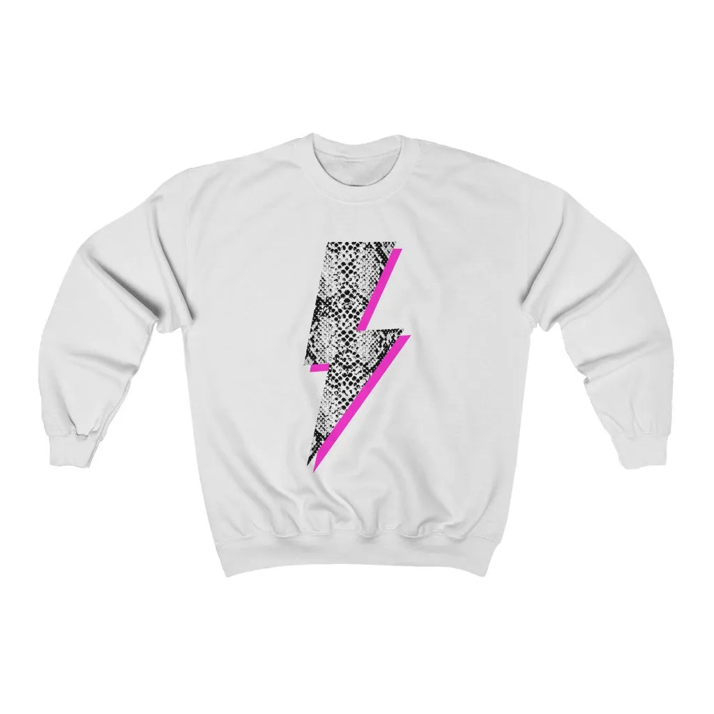Snakeskin Pink Lightning Bolt Unisex Sweatshirt sold by Always Stylish Mama product image thumbnail 2