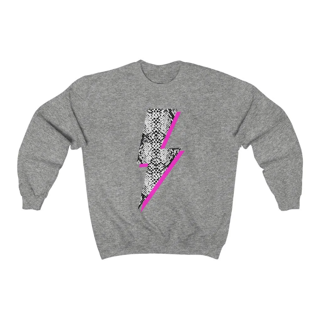 Snakeskin Pink Lightning Bolt Unisex Sweatshirt sold by Always Stylish Mama product image thumbnail 3