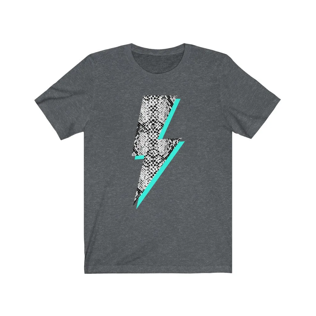 Snakeskin Aqua Lightning Bolt Unisex Tee sold by Always Stylish Mama product image thumbnail 4