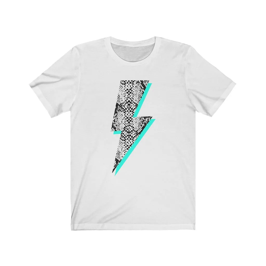 Snakeskin Aqua Lightning Bolt Unisex Tee sold by Always Stylish Mama