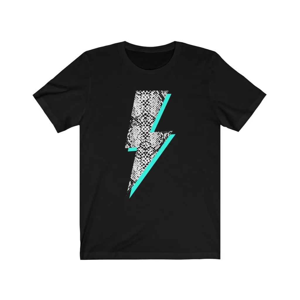 Snakeskin Aqua Lightning Bolt Unisex Tee sold by Always Stylish Mama product image thumbnail 2