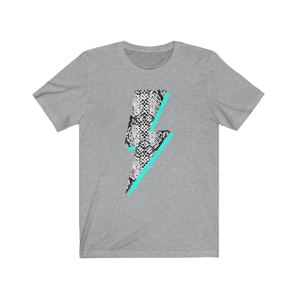 Snakeskin Aqua Lightning Bolt Unisex Tee sold by Always Stylish Mama product image thumbnail 3