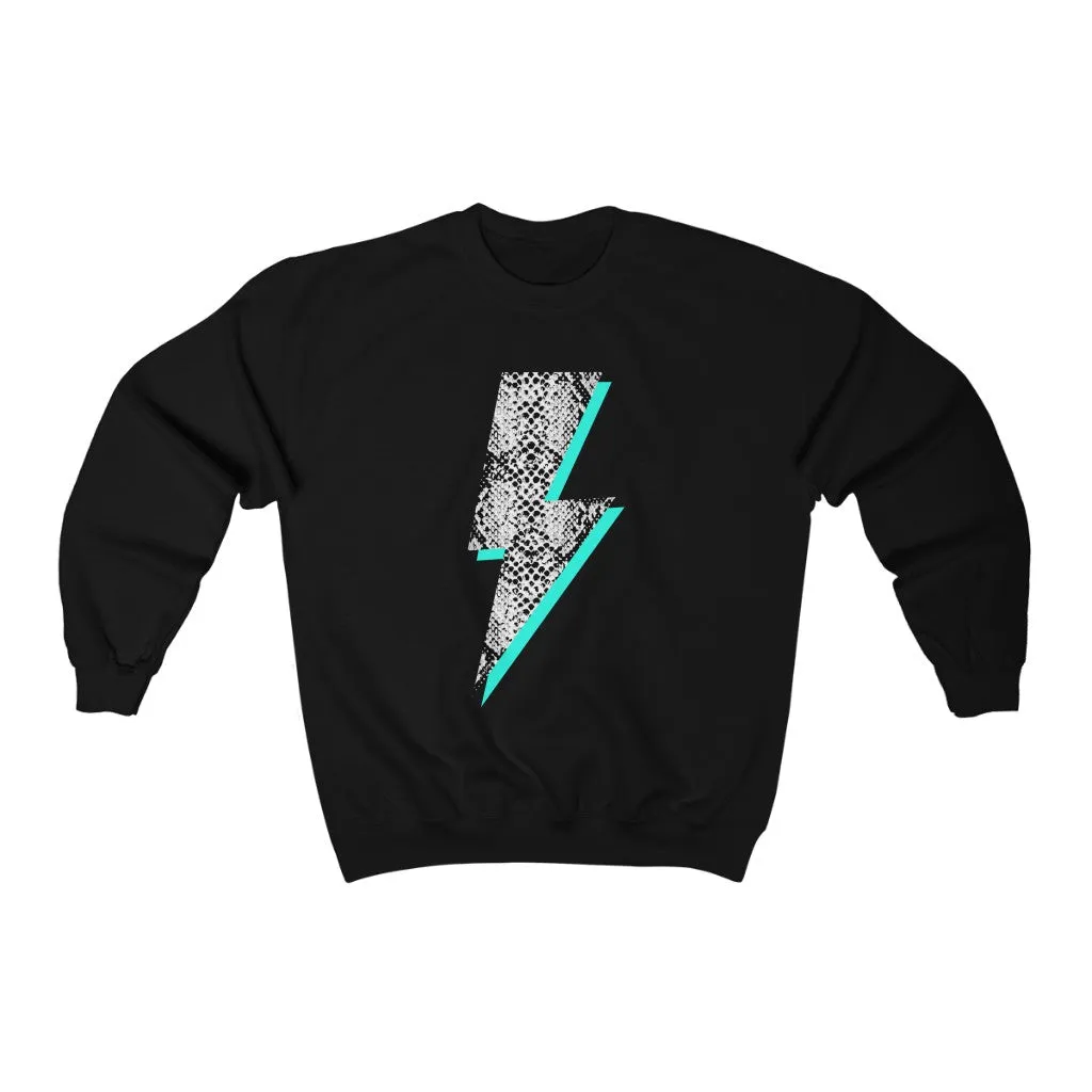 Snakeskin Aqua Lightning Bolt Unisex Sweatshirt sold by Always Stylish Mama