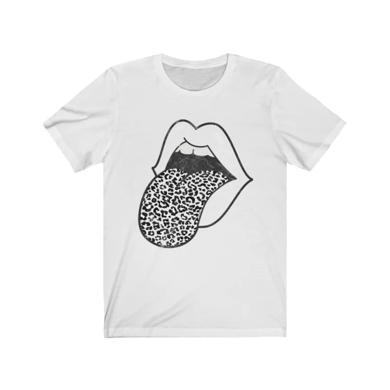 Leopard Tongue Out Distressed Unisex Tee sold by Always Stylish Mama