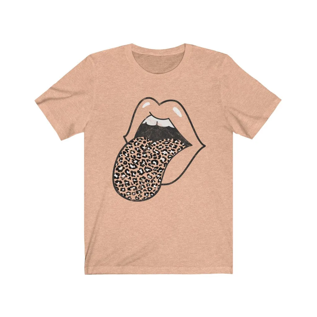 Leopard Tongue Out Distressed Unisex Tee sold by Always Stylish Mama product image thumbnail 2