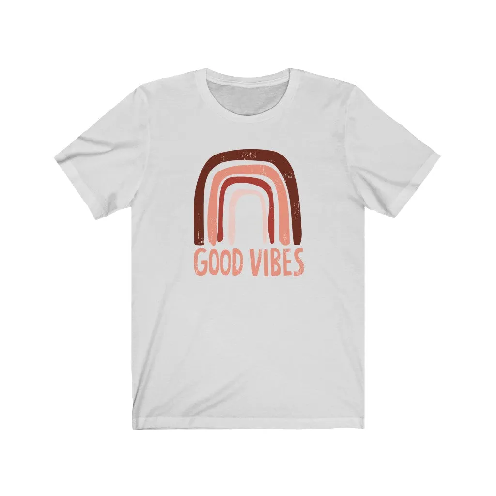 Good Vibes Rainbow Distressed Unisex Tee sold by Always Stylish Mama product image thumbnail 2
