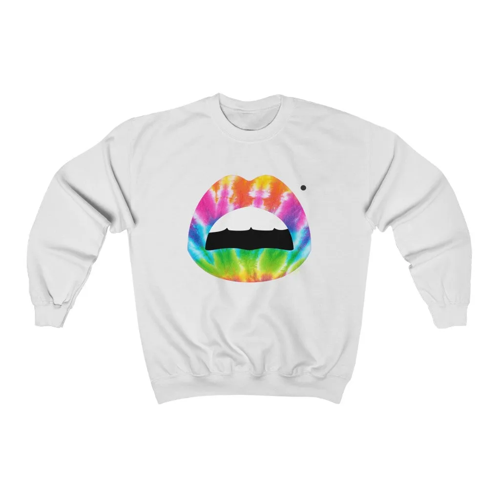 Tie Dye Mouth Beauty Mark Unisex Crewneck Sweatshirt sold by Always Stylish Mama