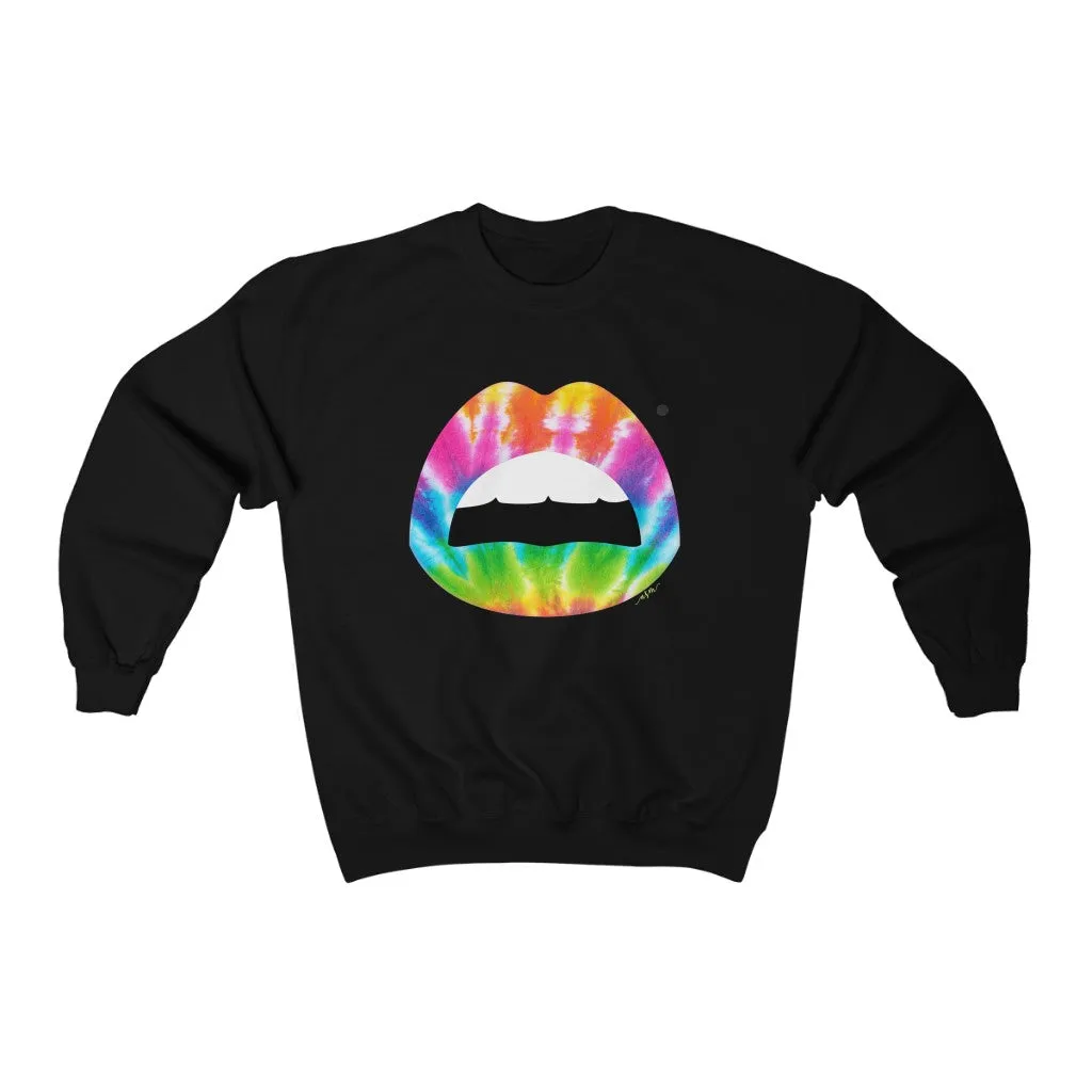 Tie Dye Mouth Beauty Mark Unisex Crewneck Sweatshirt sold by Always Stylish Mama product image thumbnail 2