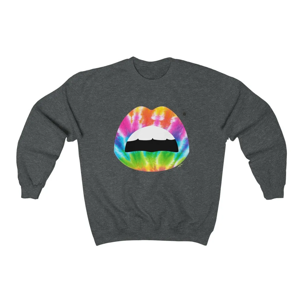 Tie Dye Mouth Beauty Mark Unisex Crewneck Sweatshirt sold by Always Stylish Mama product image thumbnail 5