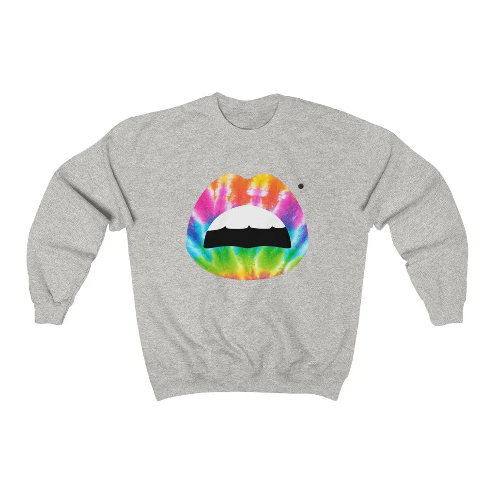 Tie Dye Mouth Beauty Mark Unisex Crewneck Sweatshirt sold by Always Stylish Mama product image thumbnail 3