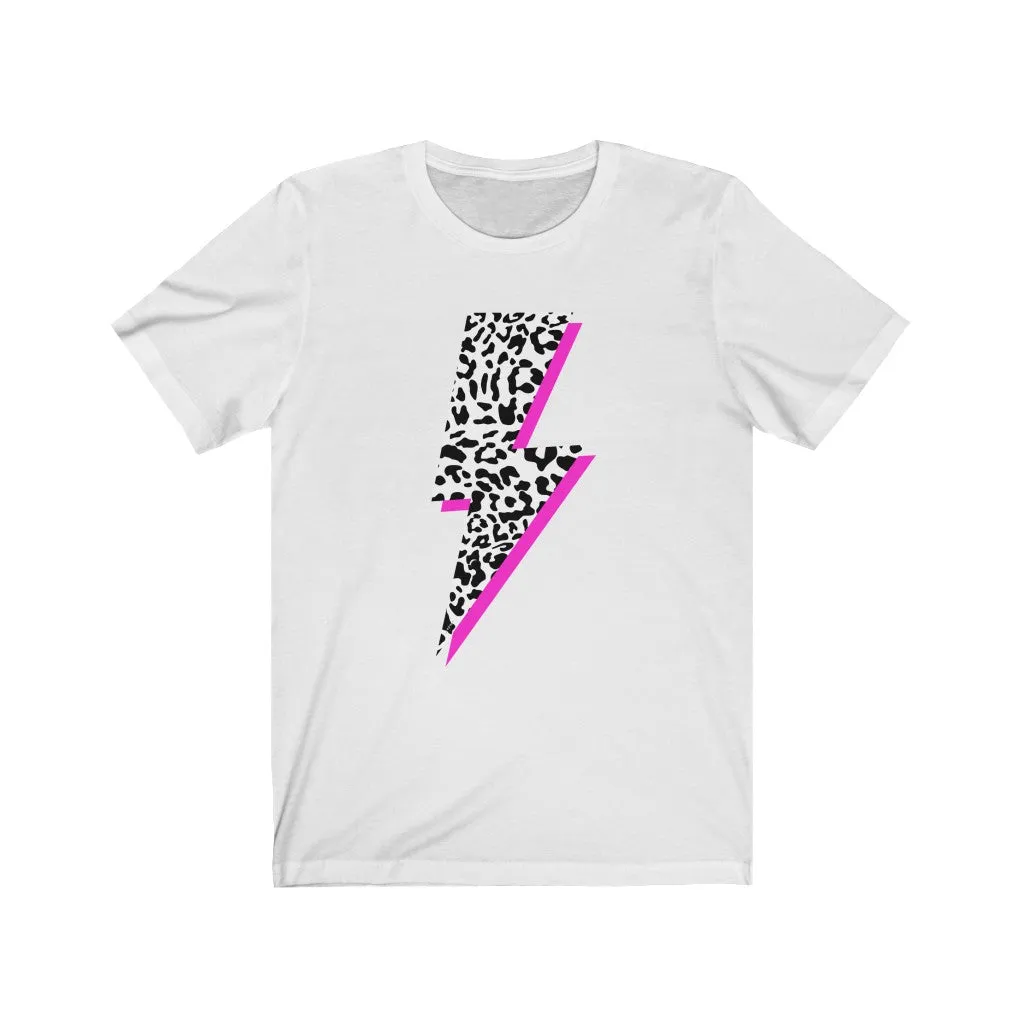 Leopard Pink Lightning Bolt Unisex Tee sold by Always Stylish Mama