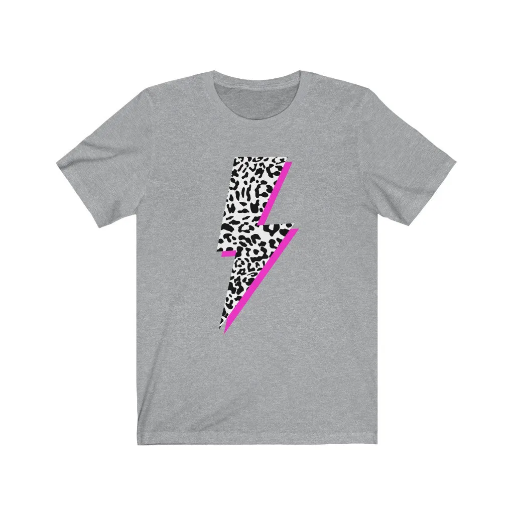 Leopard Pink Lightning Bolt Unisex Tee sold by Always Stylish Mama product image thumbnail 5