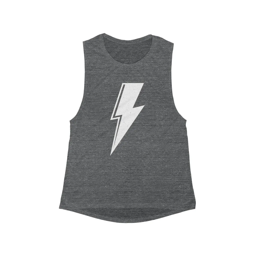 Distressed Bolt Women's Flowy Scoop Muscle Tank sold by Always Stylish Mama product image thumbnail 2
