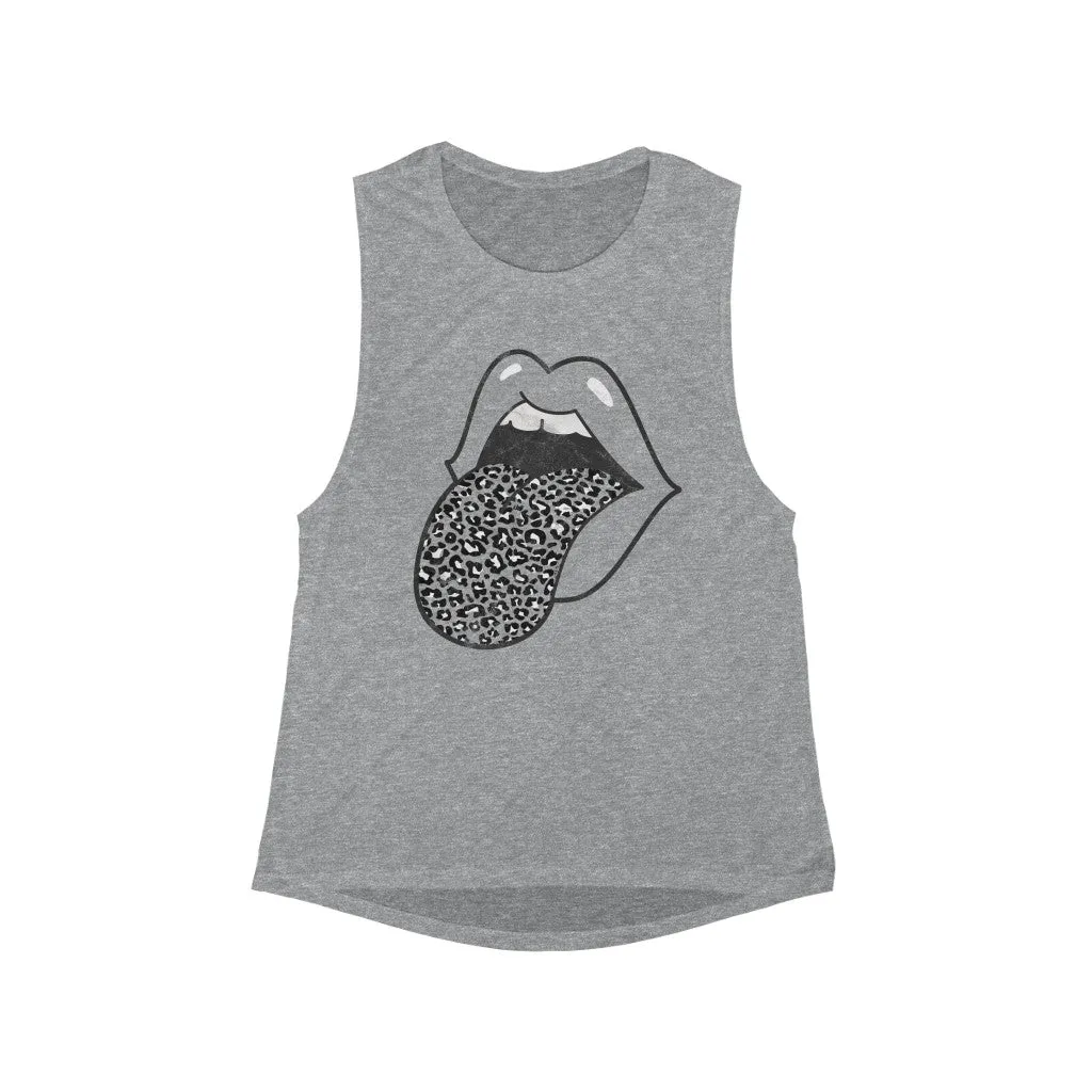 Leopard Tongue Out Women's Flowy Scoop Muscle Tank sold by Always Stylish Mama product image thumbnail 2