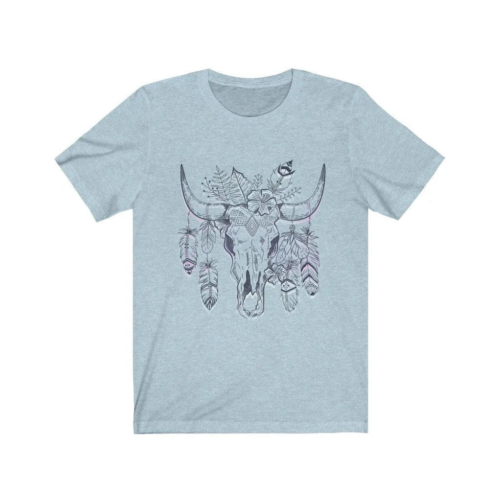 Bull Skull Tie Dye Outline Unisex Tee sold by Always Stylish Mama product image thumbnail 3