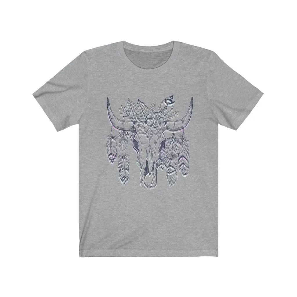 Bull Skull Tie Dye Outline Unisex Tee sold by Always Stylish Mama product image thumbnail 4