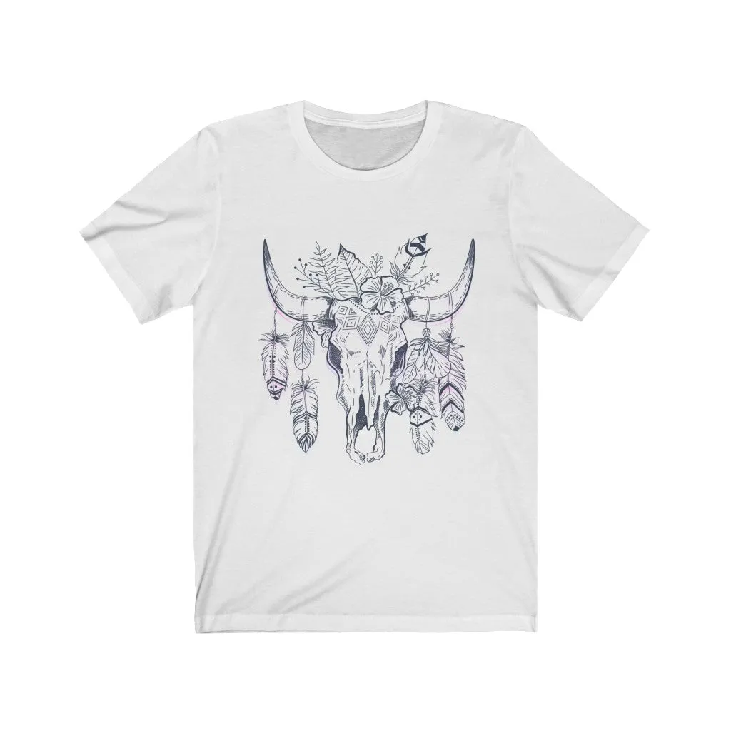 Bull Skull Tie Dye Outline Unisex Tee sold by Always Stylish Mama