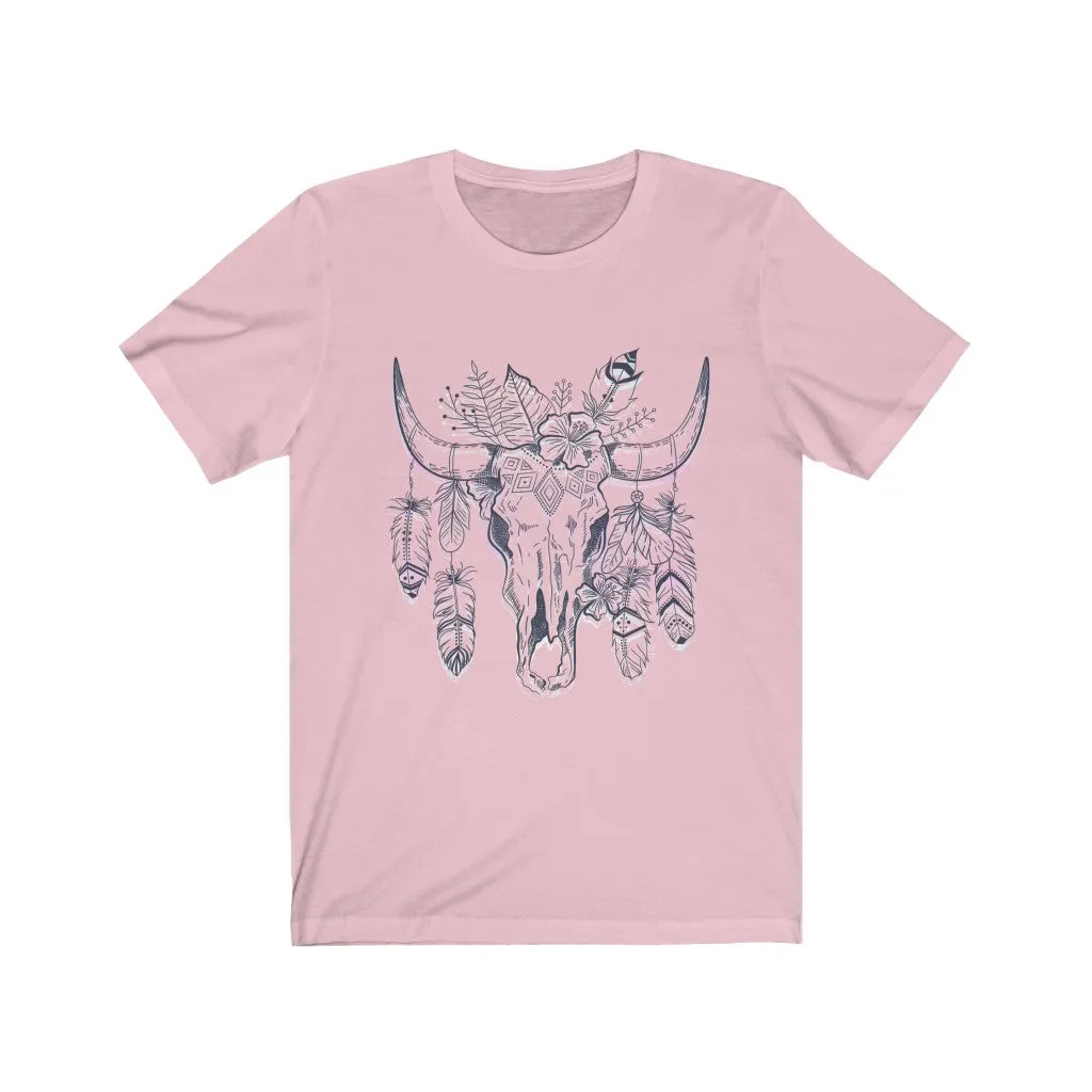 Bull Skull Tie Dye Outline Unisex Tee sold by Always Stylish Mama product image thumbnail 5