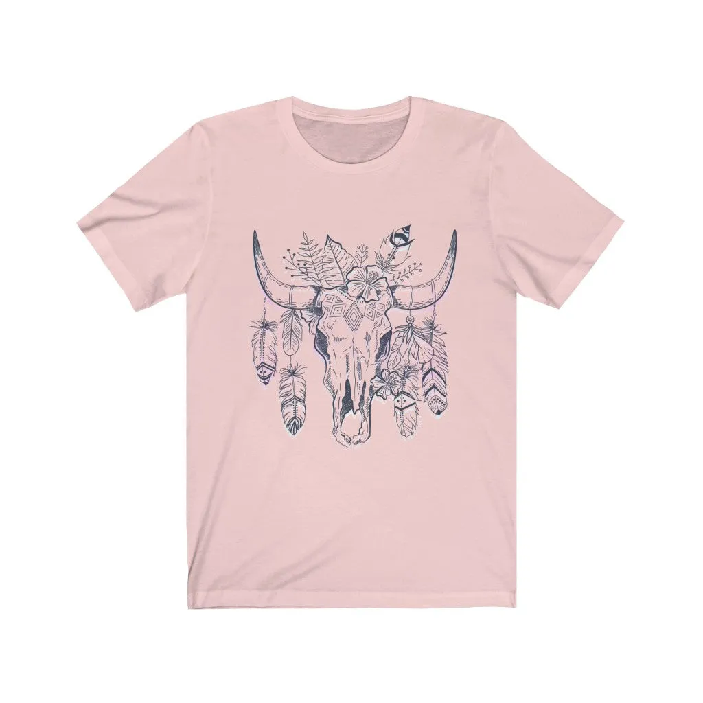 Bull Skull Tie Dye Outline Unisex Tee sold by Always Stylish Mama product image thumbnail 2