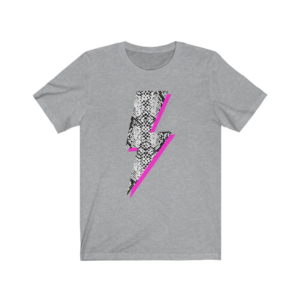 Snakeskin Pink Lightning Bolt Unisex Tee sold by Always Stylish Mama product image thumbnail 4