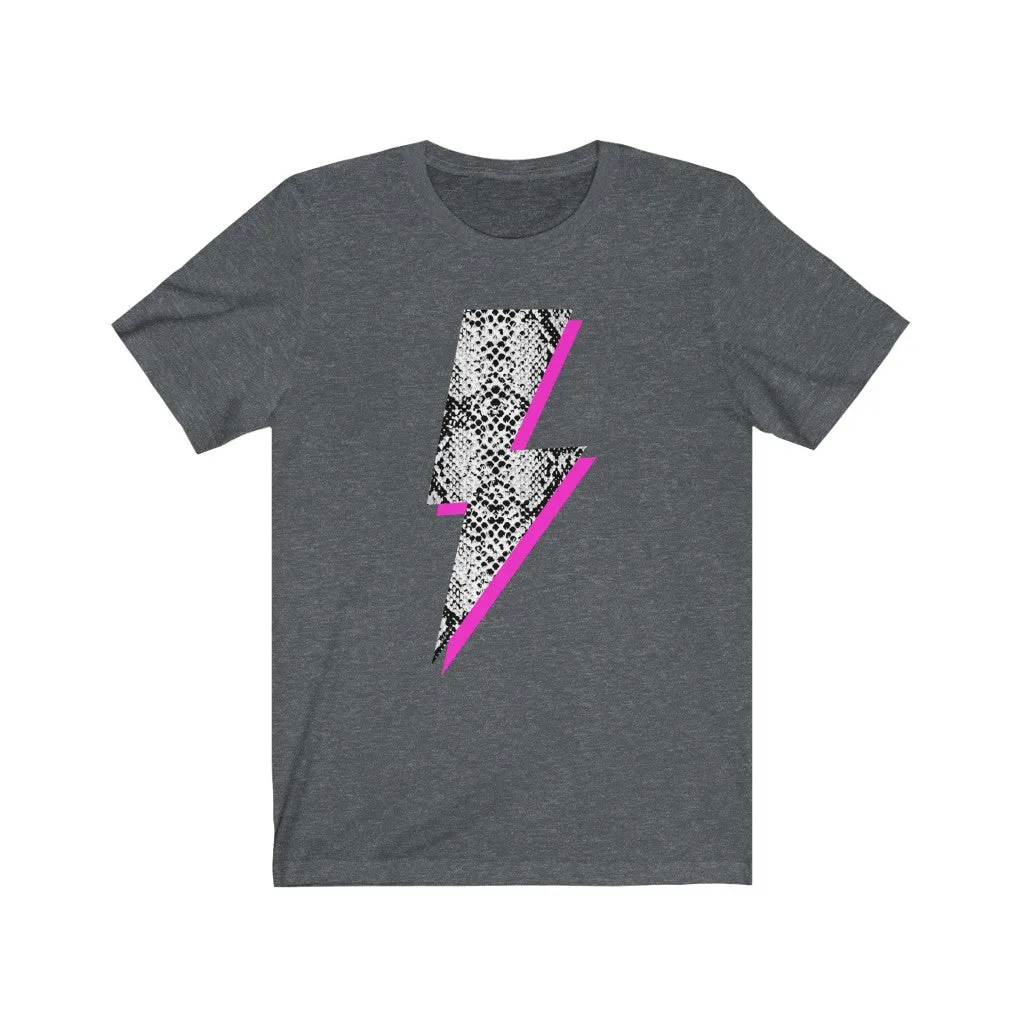 Snakeskin Pink Lightning Bolt Unisex Tee sold by Always Stylish Mama