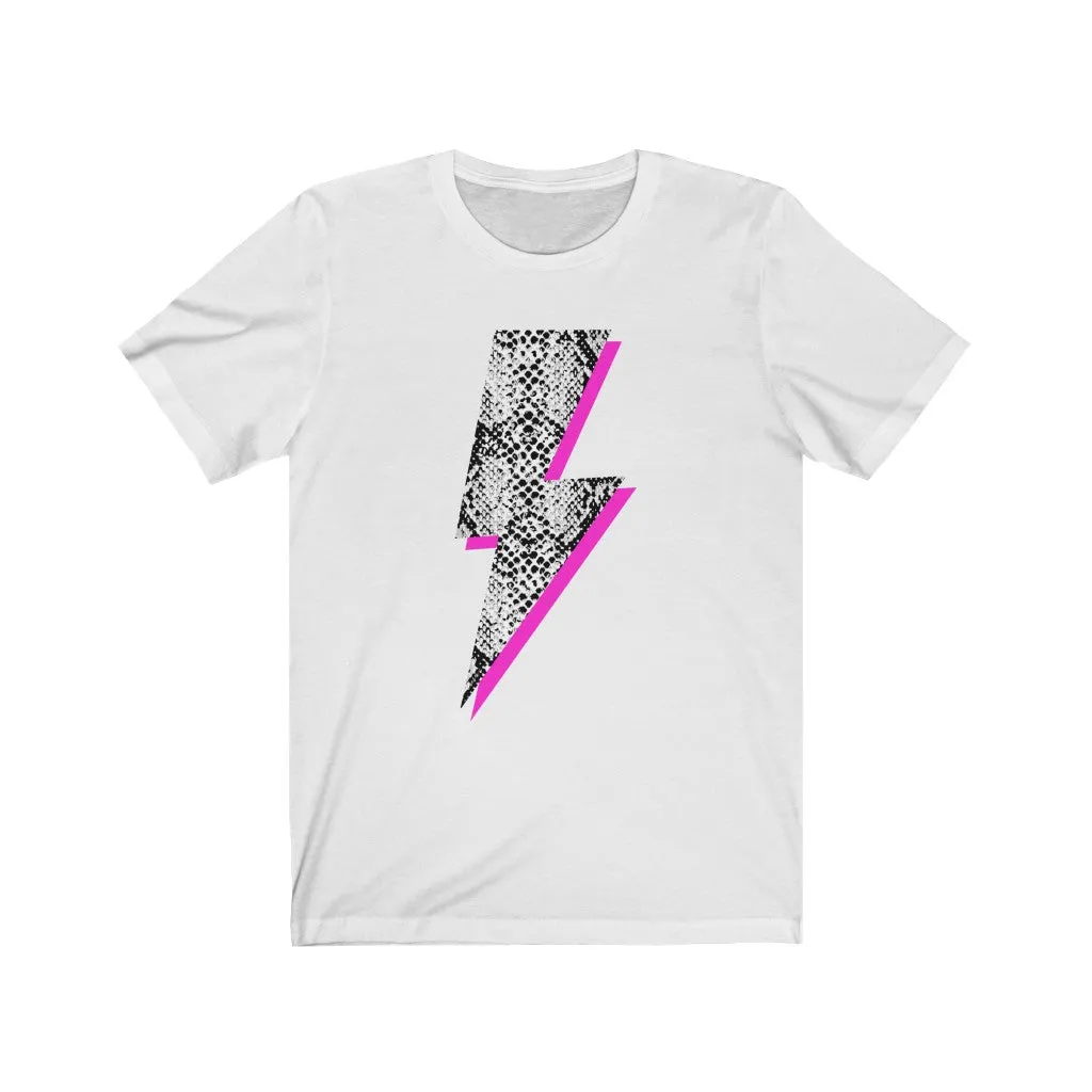 Snakeskin Pink Lightning Bolt Unisex Tee sold by Always Stylish Mama product image thumbnail 2