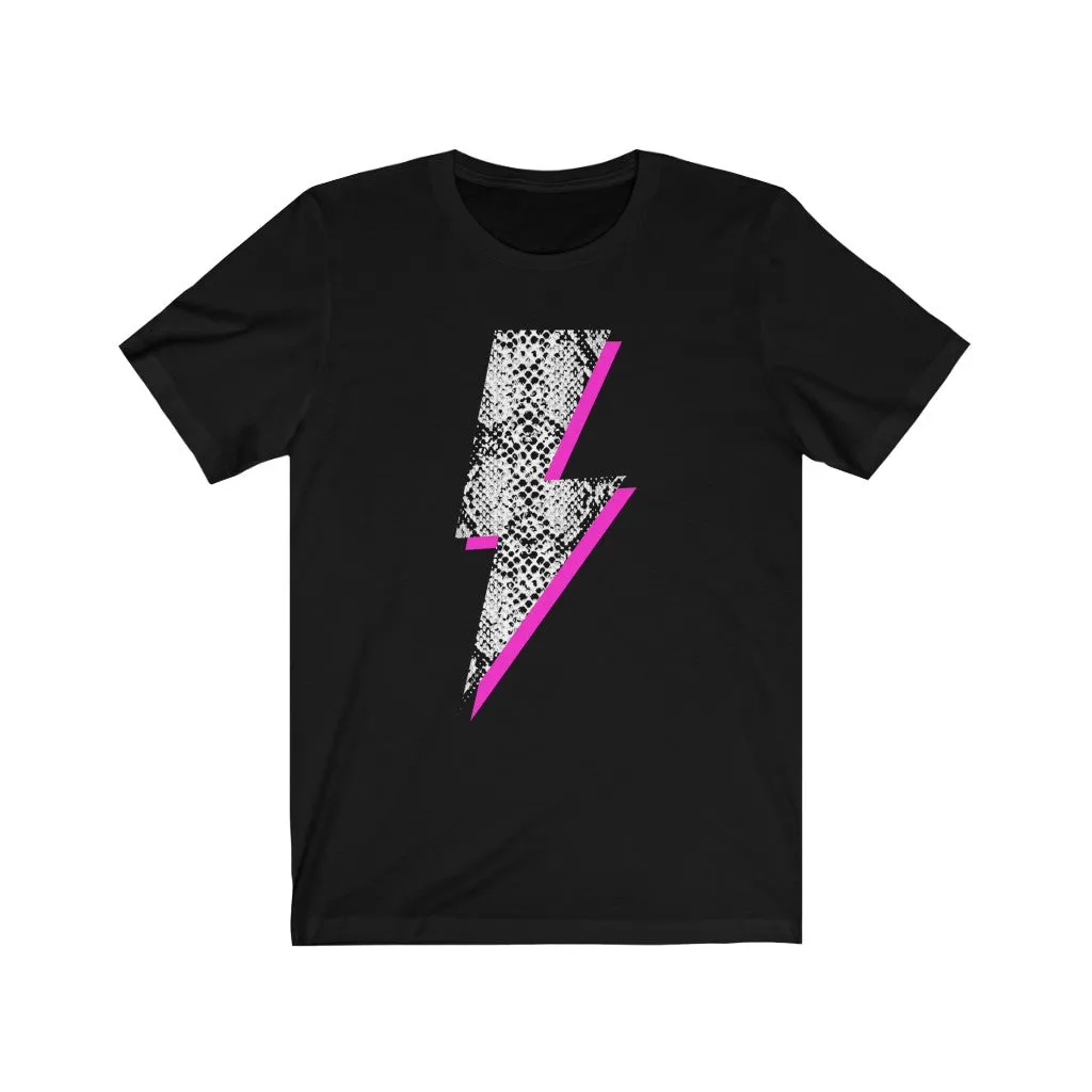 Snakeskin Pink Lightning Bolt Unisex Tee sold by Always Stylish Mama product image thumbnail 3