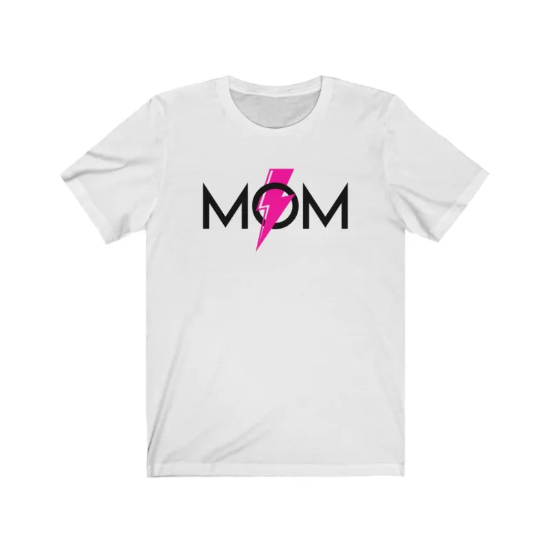 Mom Pink Lightning Bolt Unisex Tee sold by Always Stylish Mama