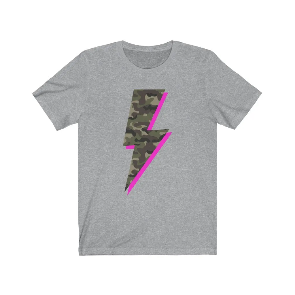Camo Pink Lightning Bolt Unisex Tee sold by Always Stylish Mama product image thumbnail 4