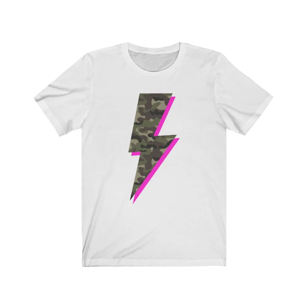 Camo Pink Lightning Bolt Unisex Tee sold by Always Stylish Mama