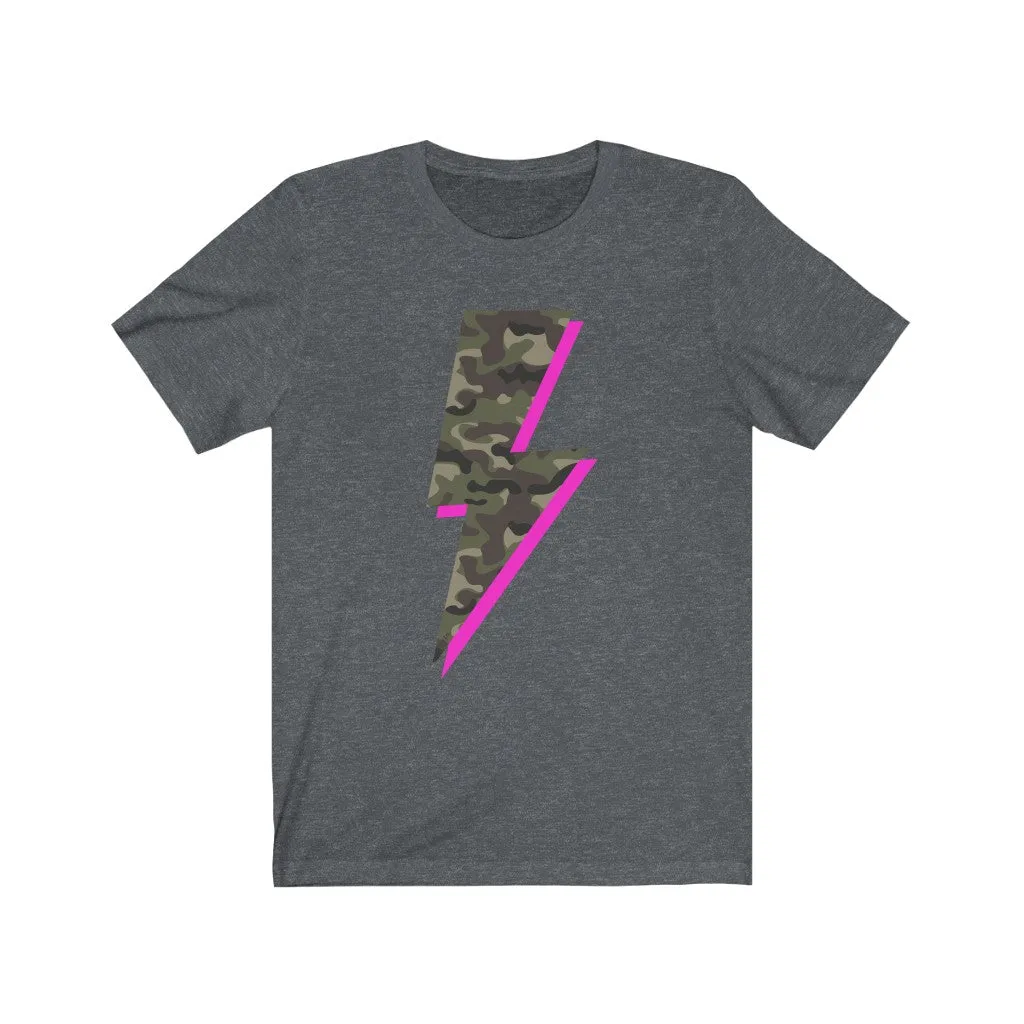 Camo Pink Lightning Bolt Unisex Tee sold by Always Stylish Mama product image thumbnail 5