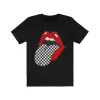 Red Lips Checkered Tongue Out Distressed Unisex Tee sold by Always Stylish Mama