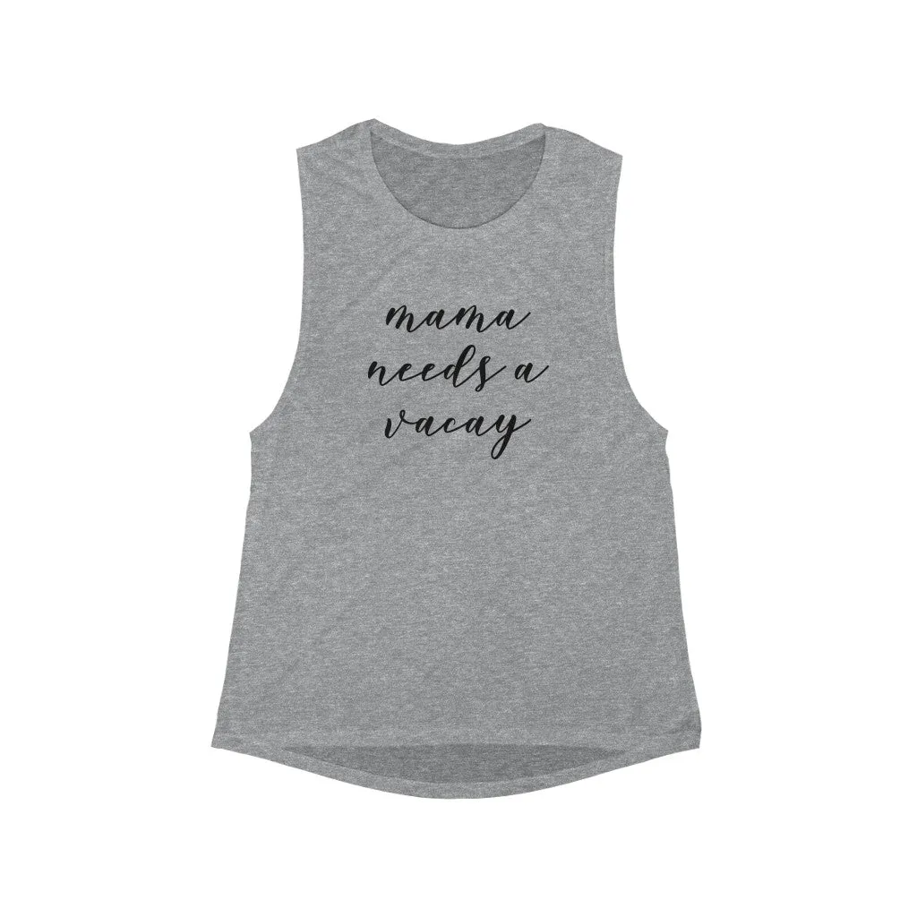 Mama Needs A Vacay Women's Flowy Scoop Muscle Tank sold by Always Stylish Mama product image thumbnail 2