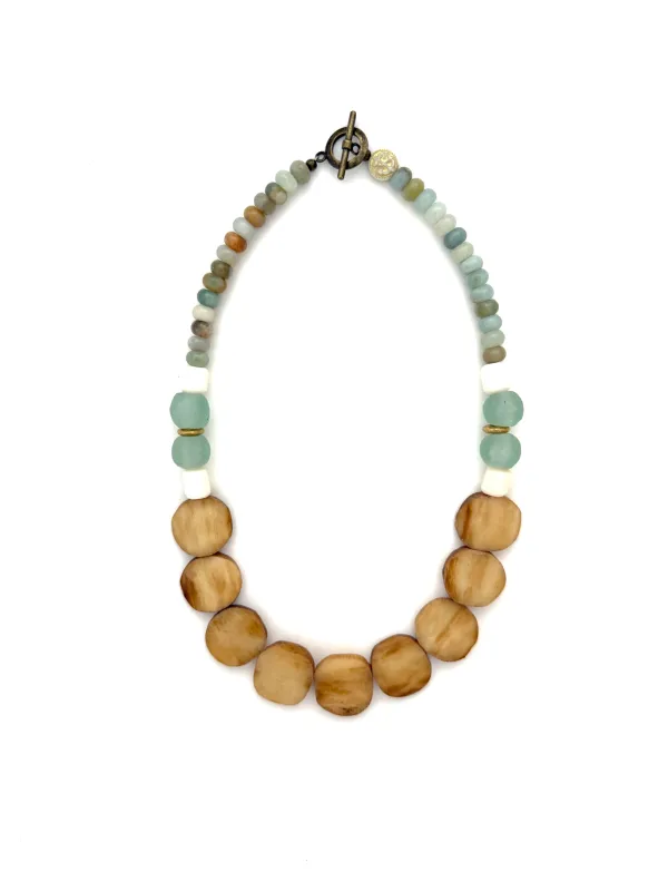 Short Bone Bead Necklace - brown sold by Anchor Beads