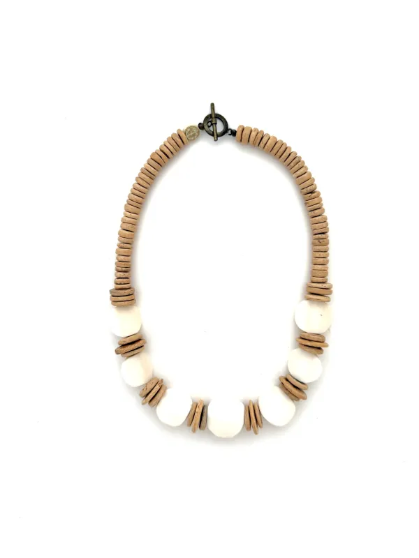 Short Bone Bead Necklace - white sold by Anchor Beads