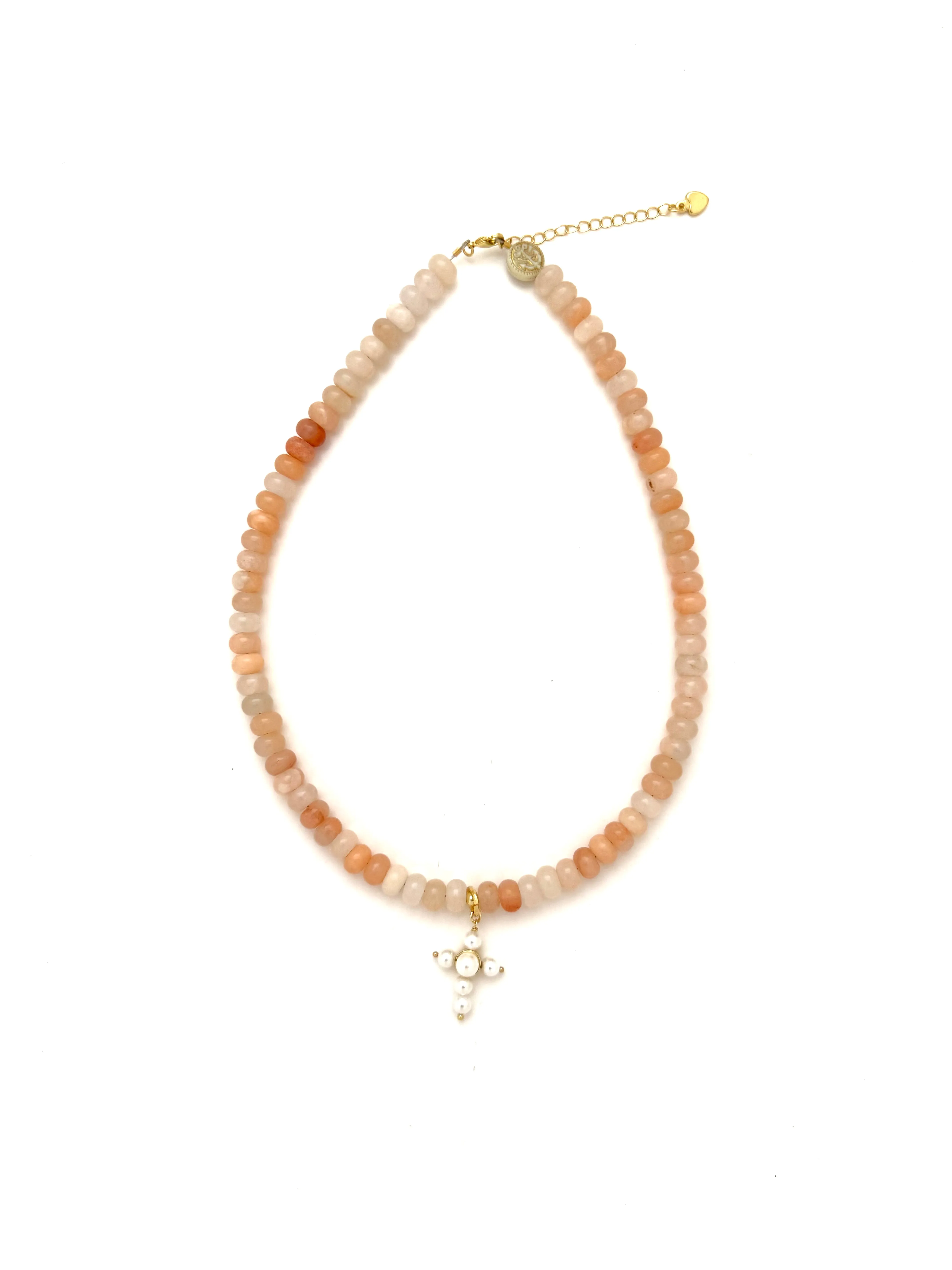 Pearl Cross Charm Necklace sold by Anchor Beads