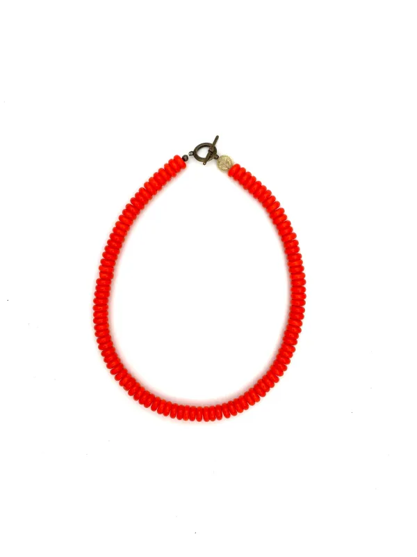Red-Orange Smooth Glass Beads - 18” sold by Anchor Beads
