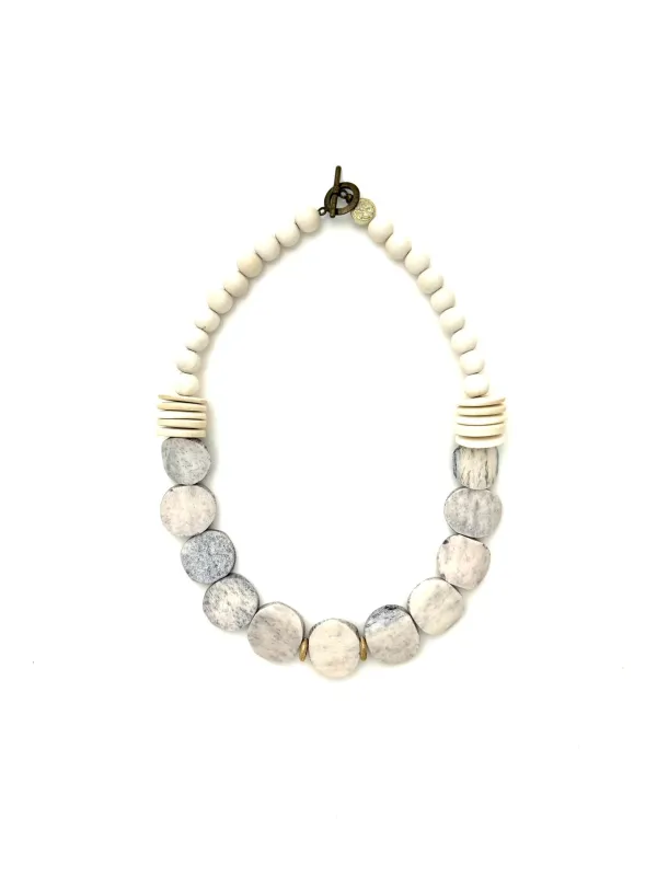 Short Bone Bead Necklace - gray sold by Anchor Beads