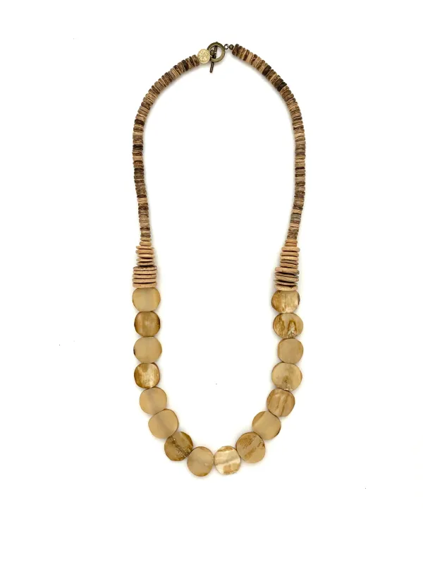 Bone Bead Necklace - light brown sold by Anchor Beads